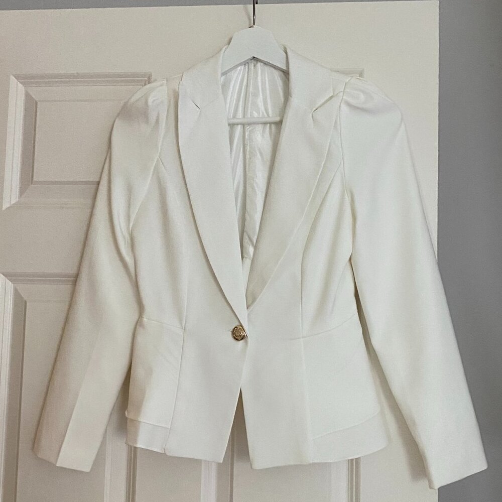 White Blazer with Gold Embellishments